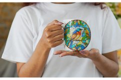 Mug sublimation design with Stained Glass bird illustration Product Image 3