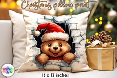 Funny Christmas Pillow, Cute Christmas Bear Broken Wall Product Image 1