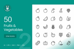 Fruits &amp; Vegetables Line Icons Product Image 1