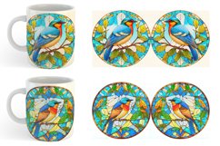 Mug sublimation design with Stained Glass bird illustration Product Image 5