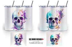 Tumbler design Skull spooky splash watercolor| Tumbler Product Image 4