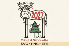 Funny Christmas 2027 Cow SVG Cut File for Cricut PNG Product Image 1