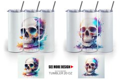 Tumbler design Skull spooky splash watercolor| Tumbler Product Image 5