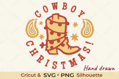 Cowboy Christmas Boot SVG Western Cut File Product Image 1