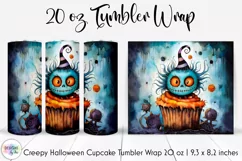 Halloween Cupcake Tumbler Wrap | Creepy Halloween Creature Product Image 1