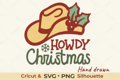 Howdy Christmas SVG Cowboy Hat Cut File Product Image 1