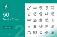 Dental Care Line Icons Product Image 1