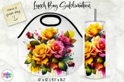 Watercolour Roses Lunch Bag | Watercolour Roses Tumbler Wrap Product Image 1