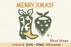 Cowgirl Christmas Boot and Bandana SVG Cut File Product Image 1