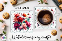 Watercolour Peonies Coaster Bundle | Peony Flowers PNG Product Image 4