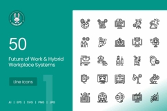 50 Future of Work &amp; Hybrid Workplace Systems Icons Product Image 1