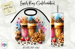 Iced Coffees Lunch Bag, Summer Iced Drinks Tumbler Wrap Product Image 1