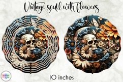 Vintage Skull with Flowers Wind Spinner | Halloween Decor Product Image 1