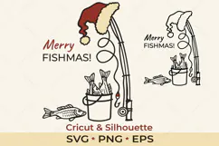 Merry Fishmas SVG Christmas Fishing Pole Cut File Product Image 1