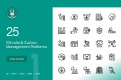 25 Climate &amp; Carbon Management Platforms Icons set. Product Image 1