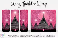 Pink Christmas Trees Tumbler Wrap Design | Pink Tumbler PNG Product Image 3