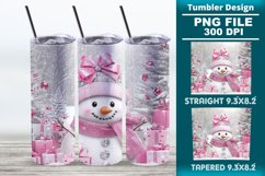 Pink Christmas snowman 20oz tumbler wrap design Product Image 1