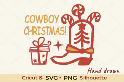 Cowboy Christmas Boot and Gift SVG Cut File Product Image 1