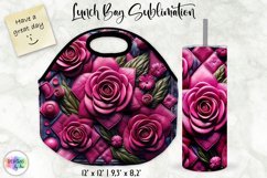 3D Leather Flowers Lunch Bag, Embossed Leather Tumbler Wrap Product Image 1