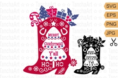 Cowboy Christmas SVG cut file Happy Merry Christmas Y&#039;all Product Image 1