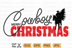 Cowboy Christmas SVG, PNG Cut file Howdy Printable Design Product Image 1