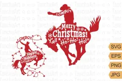 Cowboy Christmas SVG Merry Christmas Happy Holidays! Product Image 1