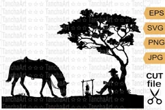 Cowboy campfire svg, Cowboy and horse svg cut file printable Product Image 1