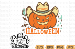Halloween Cowboy clipart Cut file Howdy Pumpkin silhouette Product Image 1