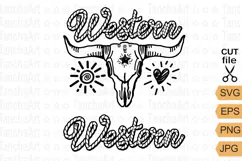 Western Skull Clipart SVG Rope Font Western Tshirt Design Product Image 1