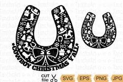 Cowboy Christmas Horseshoe SVG, PNG Cut file Silhouette Product Image 1