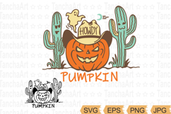 Halloween Cowboy clipart Cut file Howdy Pumpkin SVG, PNG Product Image 1