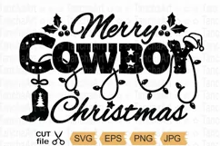 Cowboy Merry Christmas SVG Cut file Country Printable SVG Product Image 1