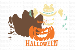Halloween Cowboy clipart Cut file Howdy Pumpkin silhouette Product Image 2