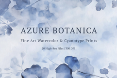 Azure Botanica: Fine Art Watercolor &amp; Cyanotype Backgrounds Product Image 1