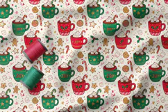 Christmas Cocoa and Cookies Seamless Doodle Patterns Product Image 2
