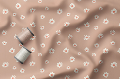 Terracotta Daisy Seamless Patterns, Boho Floral Neutral PNG Product Image 2