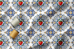 Sicilian Tile Seamless Patterns, Mediterranean Fruits Print Product Image 3