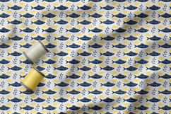 Mediterranean Seamless Pattern, Folk Art Pattern, Sardine Product Image 5