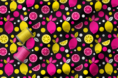 Vibrant Lemon Seamless Patterns, Neon Citrus Digital Paper Product Image 2