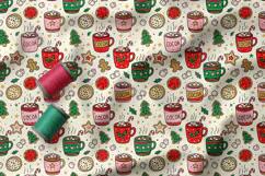 Christmas Cocoa and Cookies Seamless Doodle Patterns Product Image 3