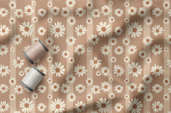 Terracotta Daisy Seamless Patterns, Boho Floral Neutral PNG Product Image 3