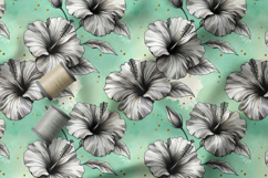 Hibiscus Seamless Patterns, Artistic Floral Surface Design Product Image 4