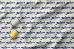 Mediterranean Seamless Pattern, Folk Art Pattern, Sardine Product Image 2