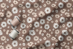 Terracotta Daisy Seamless Patterns, Boho Floral Neutral PNG Product Image 4