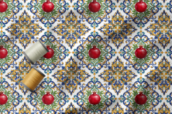 Sicilian Tile Seamless Patterns, Mediterranean Fruits Print Product Image 4