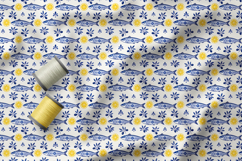 Mediterranean Seamless Pattern, Folk Art Pattern, Sardine Product Image 3