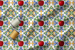 Sicilian Tile Seamless Patterns, Mediterranean Fruits Print Product Image 5