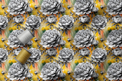 Watercolour Ink Peonies Seamless Patterns Product Image 5