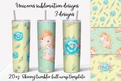 Unicorns sublimation design. Skinny tumbler wrap design. Product Image 1