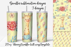 Giraffe sublimation design. Skinny tumbler wrap design. Product Image 1